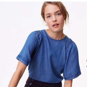 Chambray Loft Flutter Sleeve Top